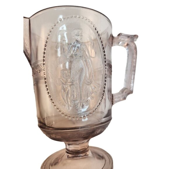 Antique Clear Glass Victorian Style Pitcher With Embossed Greek Mythology Design - Picture 16 of 16